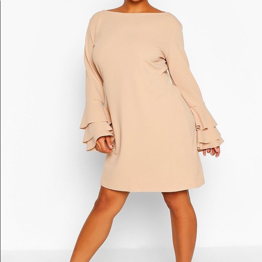 Boohoo Plus Frill sleeve dress